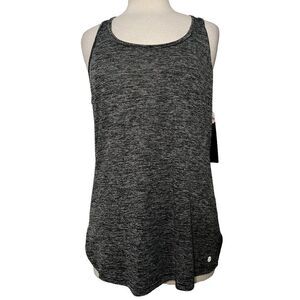 Bally Total Fitness Racer Back Tank Top Sz L Black/Gray Dry Wick NEW